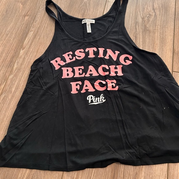 PINK Tops - Pink Resting Beach Face Tank